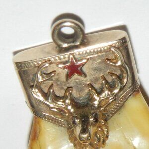 Vintage Rare B.P.O.E. 14k Yellow Gold Elks Tooth Pendant